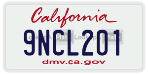 9NCL201 license plate in California