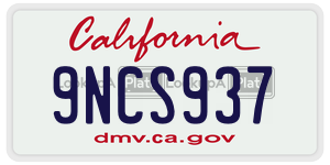9NCS937 license plate in California