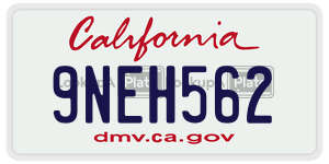 9NEH562 license plate in California
