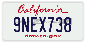 9NEX738 license plate in California