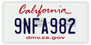 9NFA982 license plate in California