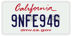 9NFE946 license plate in California