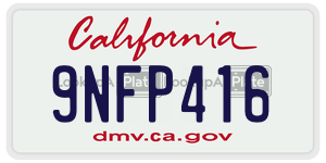9NFP416  license plate in CA