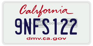 9NFS122  license plate in CA