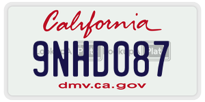 9NHD087  license plate in CA
