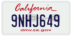9NHJ649  license plate in CA