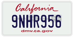 9NHR956 license plate in California