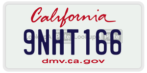 9NHT166 license plate in California