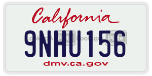 9NHU156 license plate in California