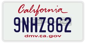 9NHZ862 license plate in California
