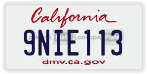 9NIE113 license plate in California