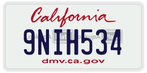 9NIH534 license plate in California