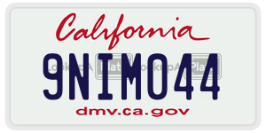 9NIM044  license plate in CA