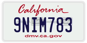 9NIM783 license plate in California