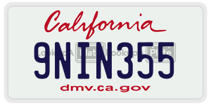 9NIN355 license plate in California