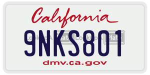 9NKS801  license plate in CA