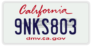9NKS803  license plate in CA
