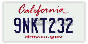 9NKT232 license plate in California