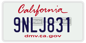 9NLJ831  license plate in CA