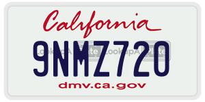 9NMZ720  license plate in CA