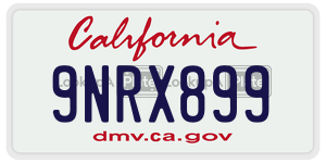 9NRX899 license plate in California