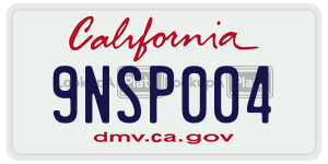 9NSP004 license plate in California