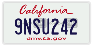 9NSU242 license plate in California