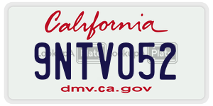 9NTV052  license plate in CA