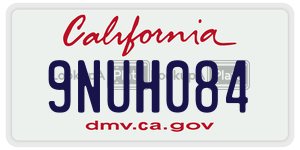 9NUH084 license plate in California