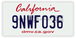 9NWF036 license plate in California