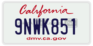 9NWK851  license plate in CA