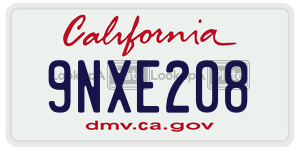 9NXE208 license plate in California