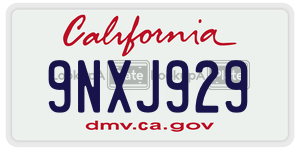9NXJ929 license plate in California