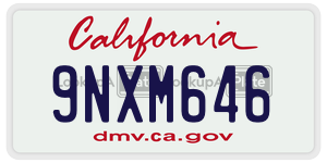 9NXM646 license plate in California
