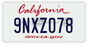 9NXZ078 license plate in California
