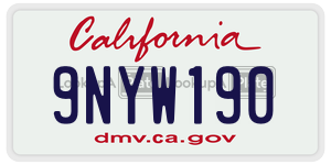 9NYW190 license plate in California