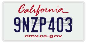 9NZP403  license plate in CA