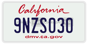 9NZS030 license plate in California