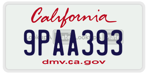 9PAA393 license plate in California