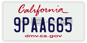 9PAA665 license plate in California