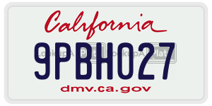 9PBH027 license plate in California