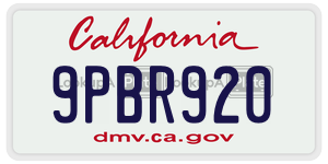 9PBR920 license plate in California