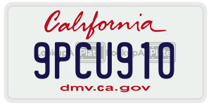 9PCU910 license plate in California