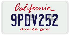 9PDV252  license plate in CA