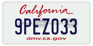 9PEZ033  license plate in CA