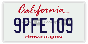 9PFE109  license plate in CA