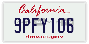 9PFY106  license plate in CA