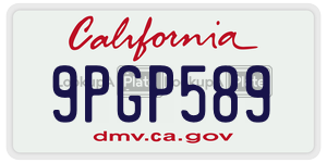 9PGP589 license plate in California