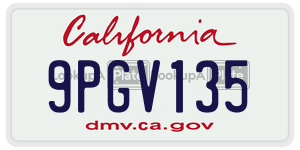 9PGV135 license plate in California