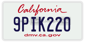 9PIK220  license plate in CA